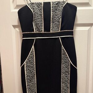 Max & Cleo Strapless Black and Cream Dress